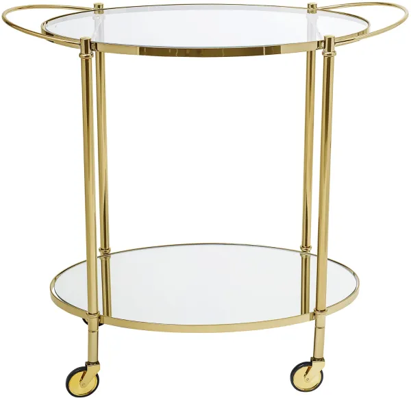 Nordic, Bar table/serving table with wheels, Gold-plated