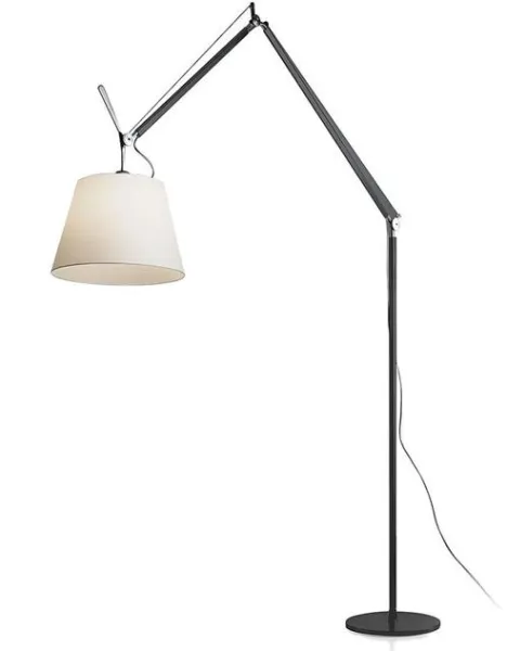 Artemide Tolomeo Mega Floor Lamp Black Frame 32 cm Parchment Shade with Dimmer