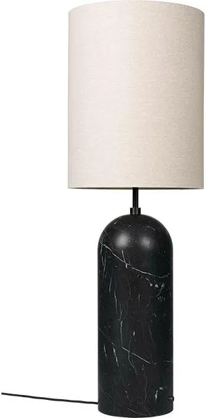 GUBI Gravity Floor Lamp Black Marble and Linen Shade XL Tall