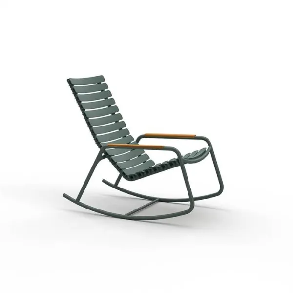 HOUE ReCLIPS rocking chair in recycled plastic with bamboo - Olive Green