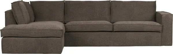 Freddie, Left-facing corner sofa, dark brown, H90x197x283 cm