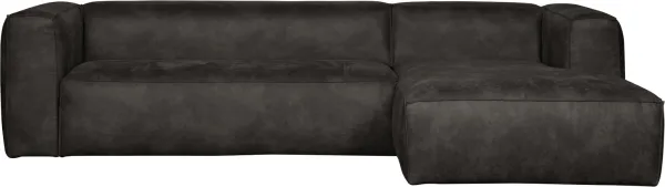 Bean, Right-facing corner sofa, black, H73x175x305 cm, leather