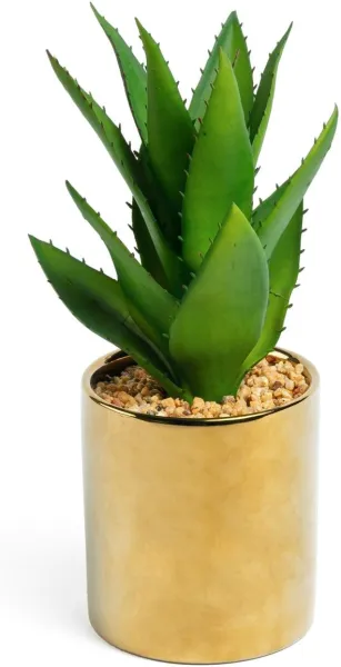 Agave, Artificial plant, gold/green, H11x20x20 cm