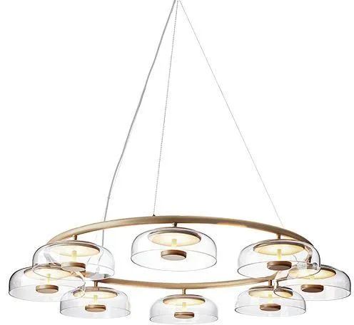 Nuura Blossi 8 Chandelier Nordic Gold & Clear Glass