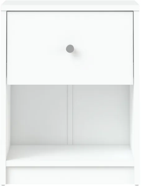 TVILUM May bedside table - white wood, with 1 drawer and 1 compartment