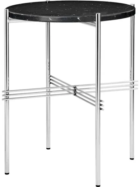 GUBI TS Side Table Round Ø40 Polished Brass/Marble Marquina