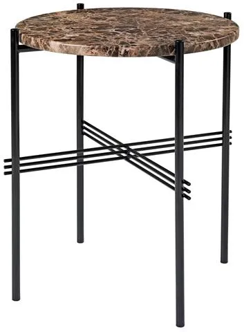 GUBI TS Side Table Round Ø40 Marble/Brass Emperador Marble