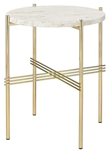 GUBI TS Side Table Round Ø40 Marble/Brass Base