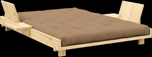 Karup Design Social Sofa Bed with 2 Backrests, Side Table & Mattress 140x200 Mocca/Clear Lacquered