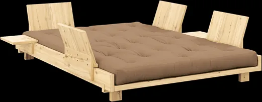 Karup Design Social Sofa Bed with 4 pcs. backrests, side tables & mattress 140x200 Mocca/Clear Lacquered