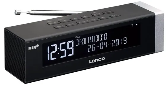 Lenco CR-630BK - Stereo DAB+/FM clock Radio with USB-port and AUX-input - Black - DAB/DAB+/FM - Stereo - Black